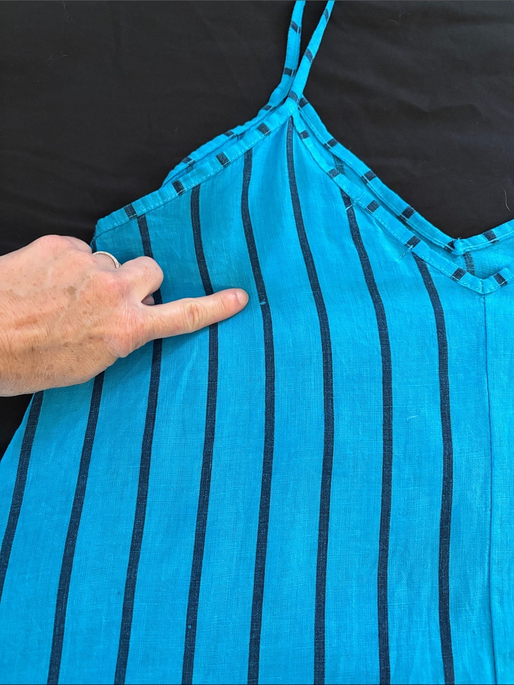 Terzo Millennio Turquoise Striped 100% Linen Midi Dress-S - Picture 10 of 10